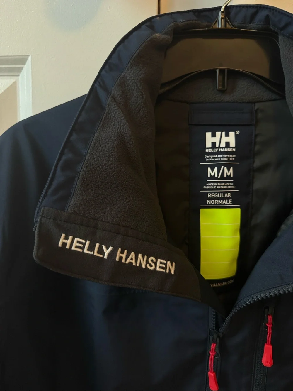 Helly Hansen Navy Shell Jacket with Red Zipper Accents